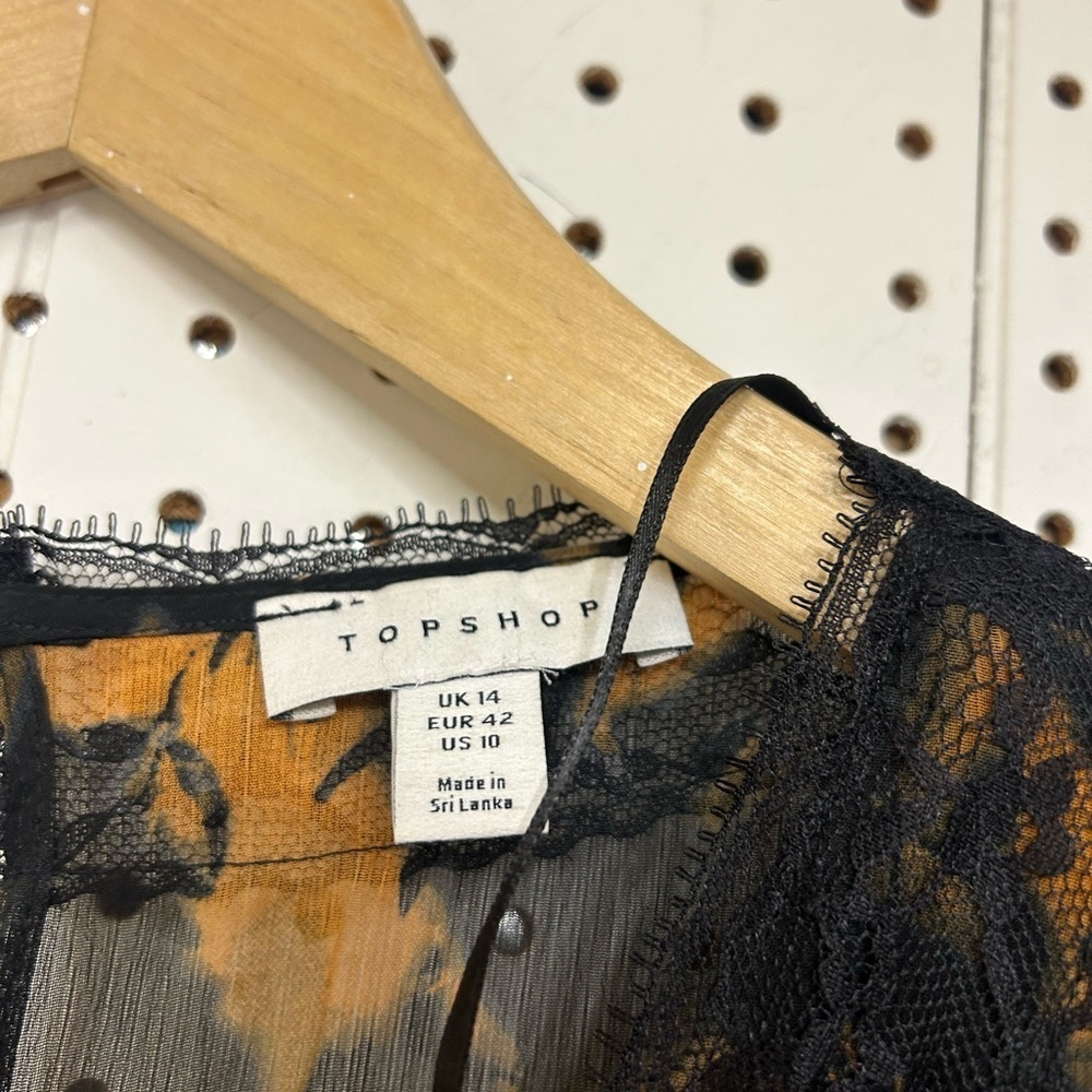 Top Shop Abstract Floral Elegant Black and Orange Maxi Dress - Picture 9 of 9